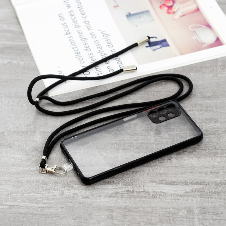Transparent PC+TPU Phone Case with Contrast Color Button & Neck Lanyard For Samsung Galaxy A32 5G