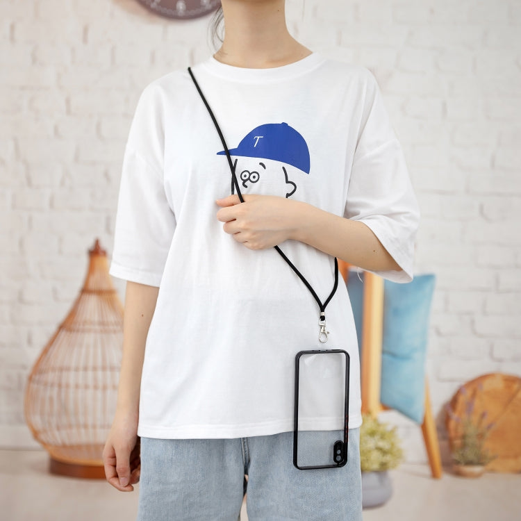 For Xiaomi Redmi  9 Power / Poco M3 Transparent PC+TPU Phone Case with Contrast Color Button & Neck Lanyard