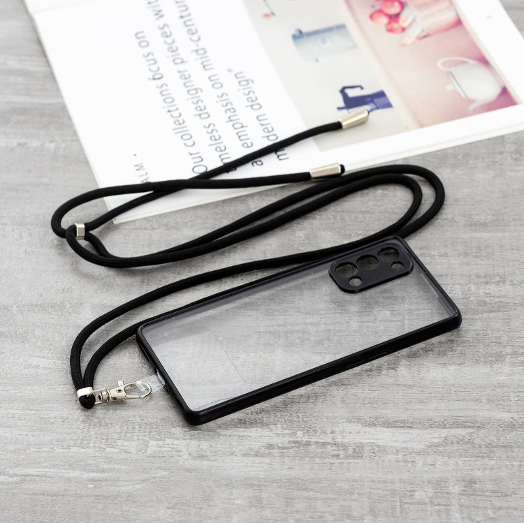 For OPPO Reno 5 Pro Transparent PC+TPU Phone Case with Contrast Color Button & Neck Lanyard