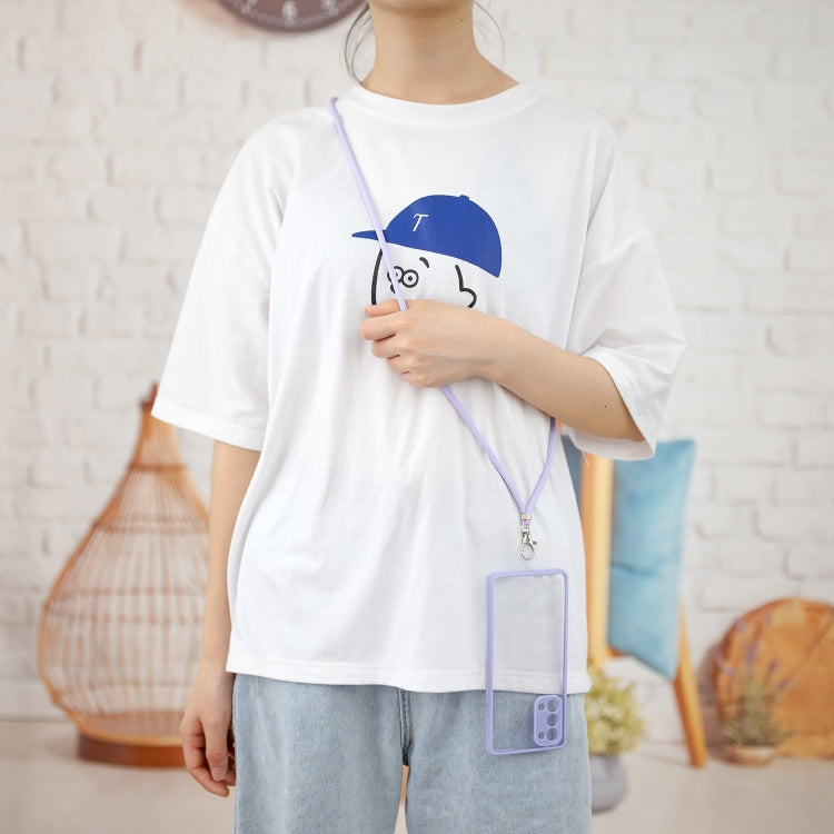 For OPPO Reno 5 Pro Transparent PC+TPU Phone Case with Contrast Color Button & Neck Lanyard