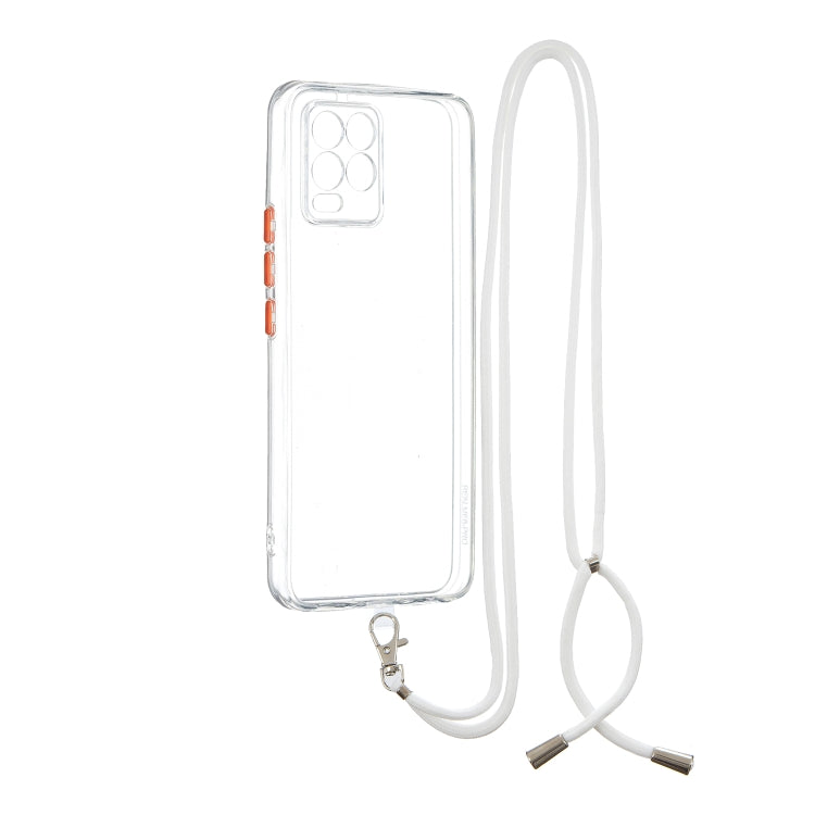 For OPPO Realme 8 / 8 Pro Transparent PC+TPU Phone Case with Contrast Color Button & Neck Lanyard