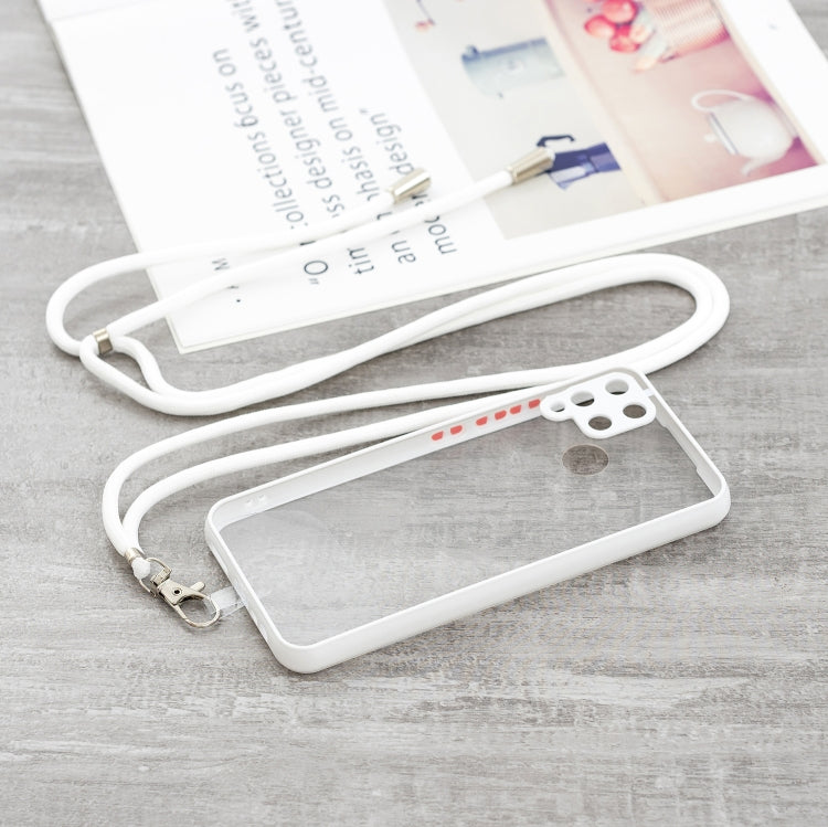 For OPPO Realme / C12 /  C15 /  Narzo 20 Transparent PC+TPU Phone Case with Contrast Color Button & Neck Lanyard