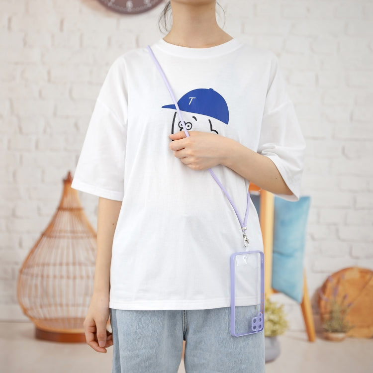 For OPPO Realme / C12 /  C15 /  Narzo 20 Transparent PC+TPU Phone Case with Contrast Color Button & Neck Lanyard