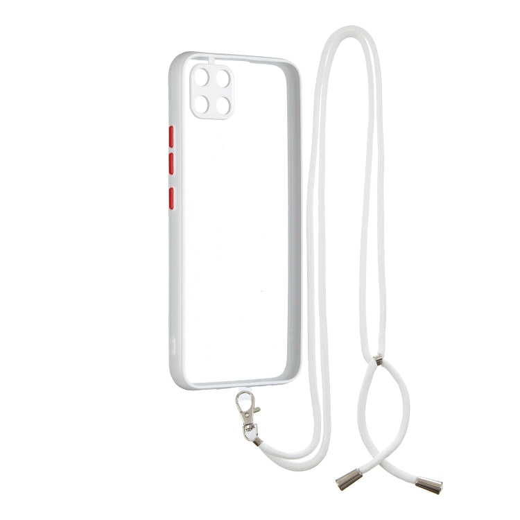 For OPPO Realme C11 Transparent PC+TPU Phone Case with Contrast Color Button & Neck Lanyard