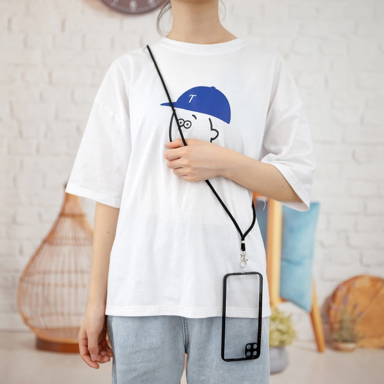 For OPPO Realme C11 Transparent PC+TPU Phone Case with Contrast Color Button & Neck Lanyard