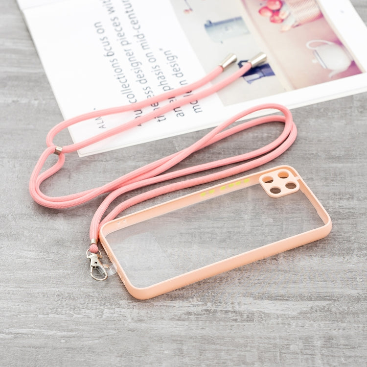 For OPPO Realme C11 Transparent PC+TPU Phone Case with Contrast Color Button & Neck Lanyard