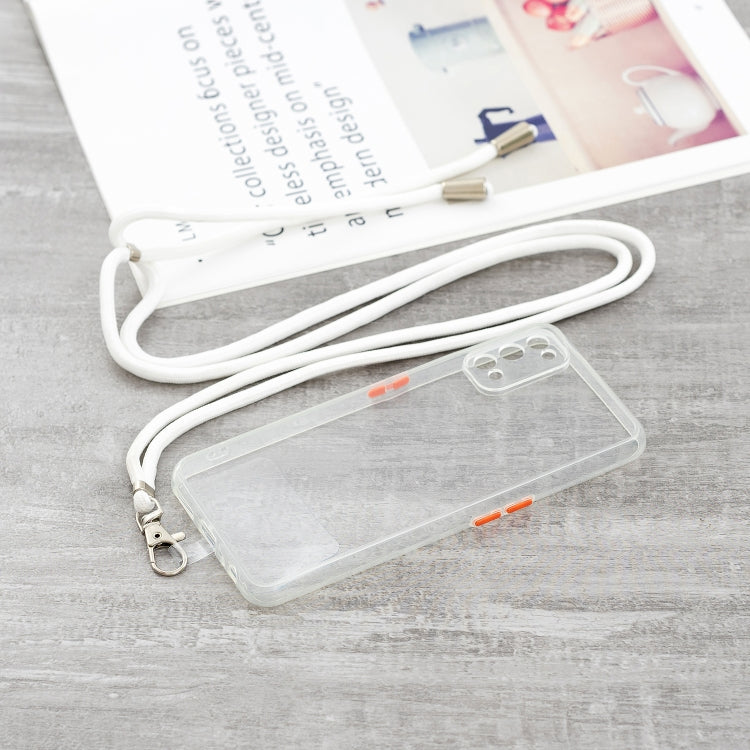 For OPPO Realme 7 Pro Transparent PC+TPU Phone Case with Contrast Color Button & Neck Lanyard