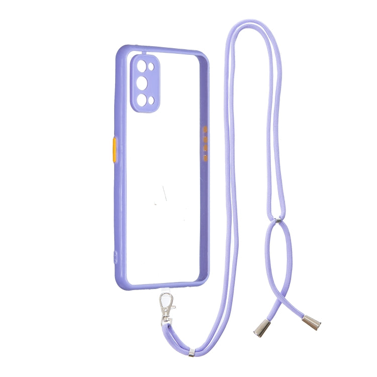 For OPPO Realme 7 Pro Transparent PC+TPU Phone Case with Contrast Color Button & Neck Lanyard
