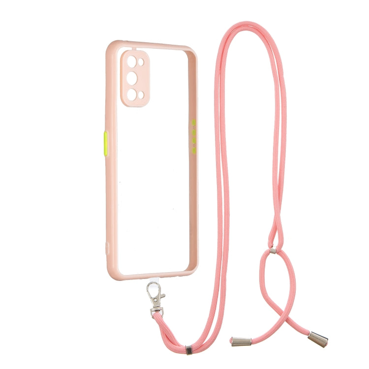 For OPPO Realme 7 Pro Transparent PC+TPU Phone Case with Contrast Color Button & Neck Lanyard