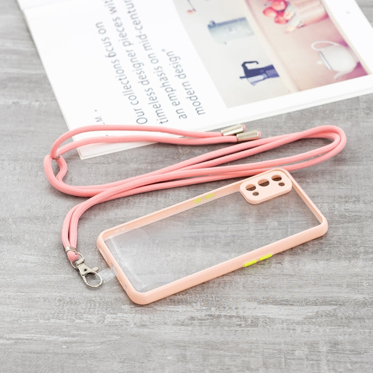 For OPPO Realme 7 Pro Transparent PC+TPU Phone Case with Contrast Color Button & Neck Lanyard