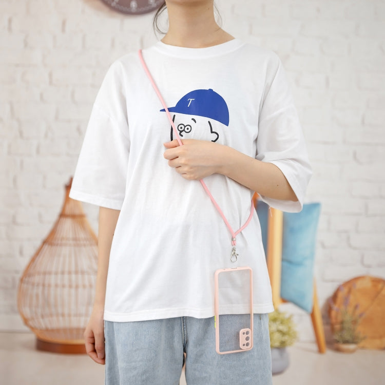 For OPPO Realme 7 Pro Transparent PC+TPU Phone Case with Contrast Color Button & Neck Lanyard