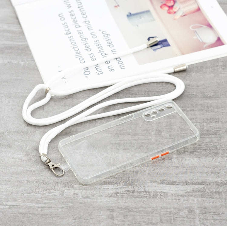 For OPPO Realme 7 / Narzo 20 Pro Transparent PC+TPU Phone Case with Contrast Color Button & Neck Lanyard