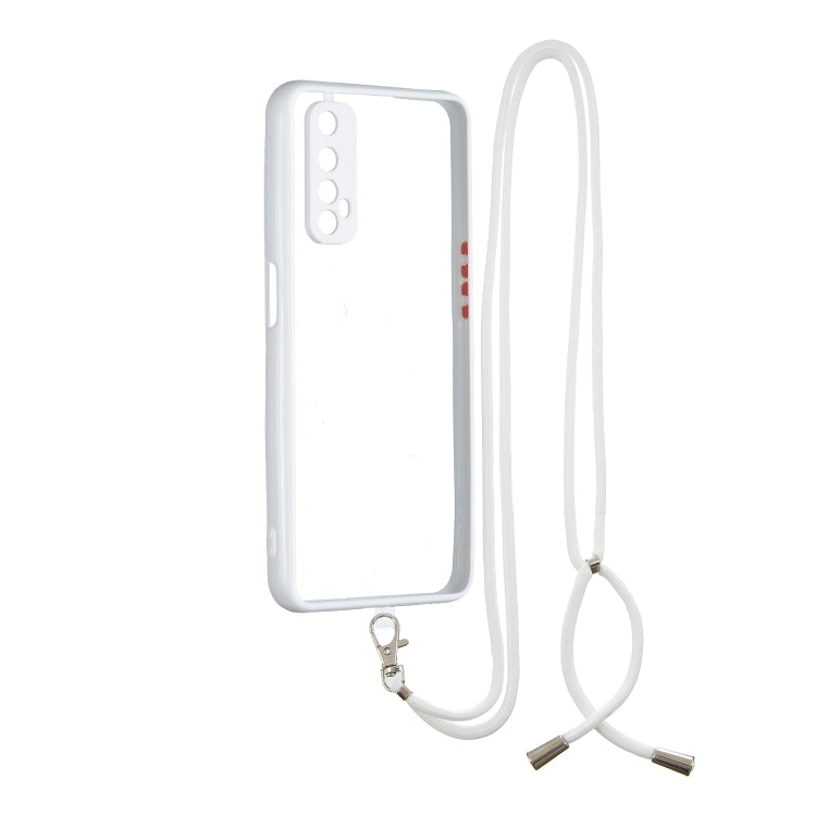 For OPPO Realme 7 / Narzo 20 Pro Transparent PC+TPU Phone Case with Contrast Color Button & Neck Lanyard