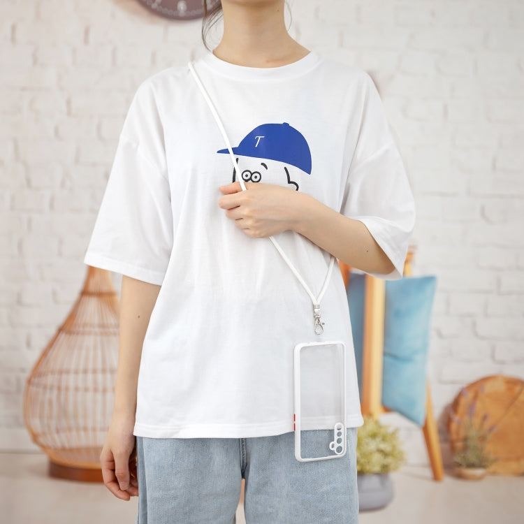 For OPPO Realme 5 / 5i /  5S Transparent PC+TPU Phone Case with Contrast Color Button & Neck Lanyard