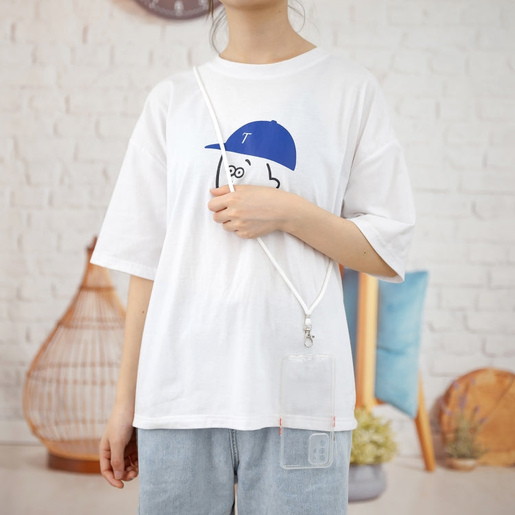 For OPPO F19 Pro+ Transparent PC+TPU Phone Case with Contrast Color Button & Neck Lanyard