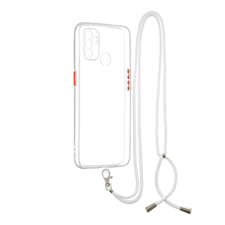 For OPPO A53 2020 / A33 2020 / A32 2020 Transparent PC+TPU Phone Case with Contrast Color Button & Neck Lanyard
