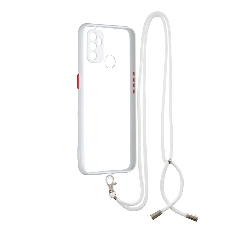 For OPPO A53 2020 / A33 2020 / A32 2020 Transparent PC+TPU Phone Case with Contrast Color Button & Neck Lanyard