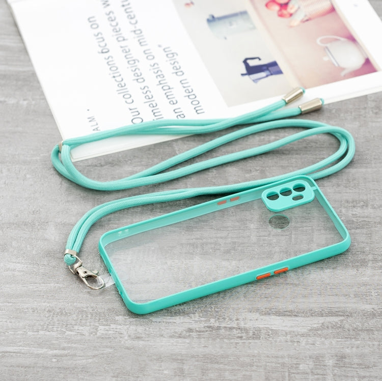 For OPPO A53 2020 / A33 2020 / A32 2020 Transparent PC+TPU Phone Case with Contrast Color Button & Neck Lanyard