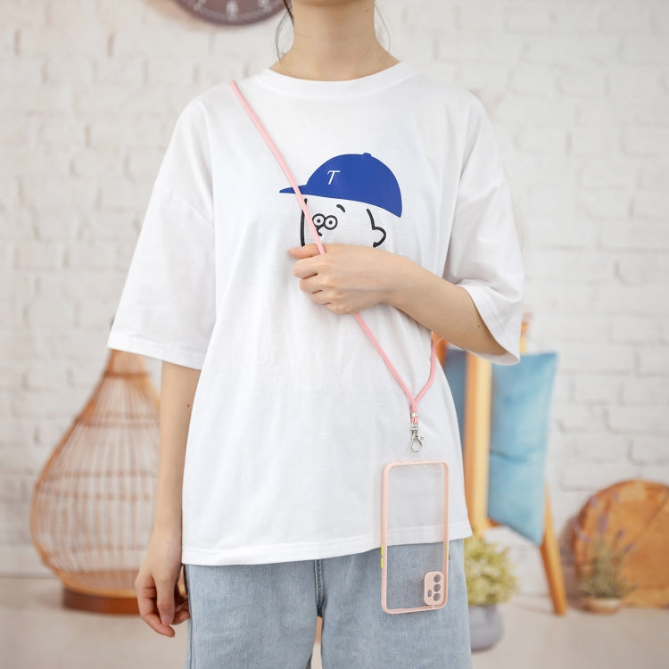 For OPPO A53 2020 / A33 2020 / A32 2020 Transparent PC+TPU Phone Case with Contrast Color Button & Neck Lanyard