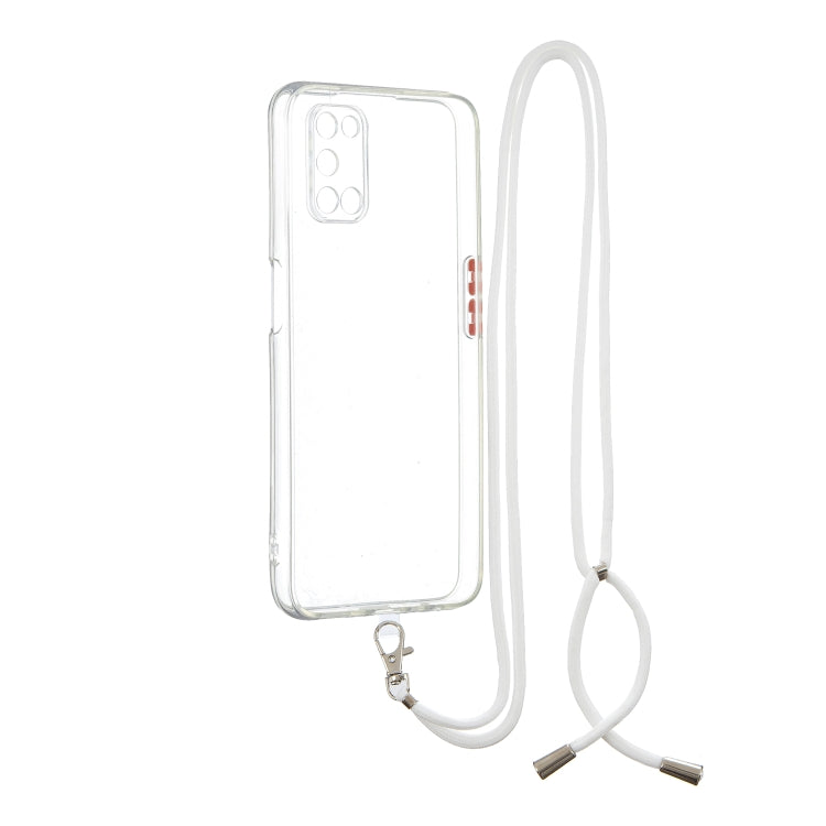For OPPO A52 / A92 / A72 Transparent PC+TPU Phone Case with Contrast Color Button & Neck Lanyard