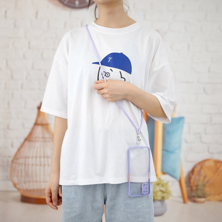 For OPPO A52 / A92 / A72 Transparent PC+TPU Phone Case with Contrast Color Button & Neck Lanyard