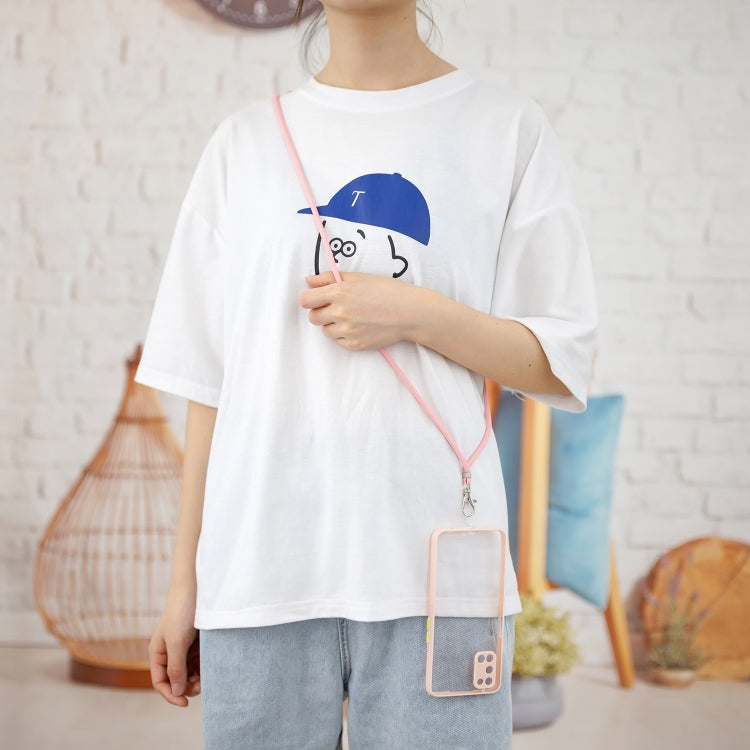 For OPPO A52 / A92 / A72 Transparent PC+TPU Phone Case with Contrast Color Button & Neck Lanyard