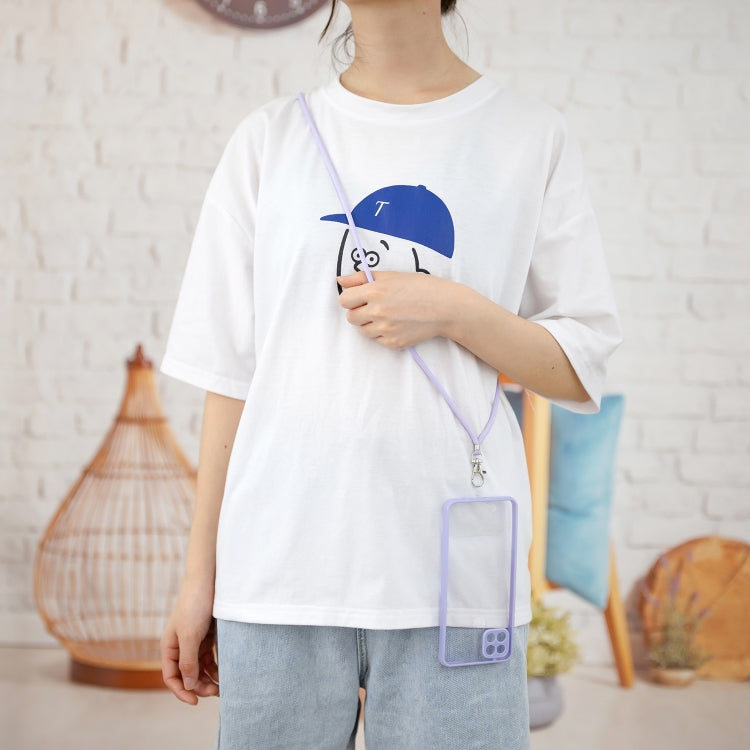 For OPPO A15 / A15S Transparent PC+TPU Phone Case with Contrast Color Button & Neck Lanyard