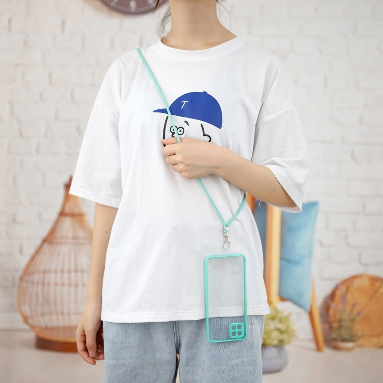 For OPPO A15 / A15S Transparent PC+TPU Phone Case with Contrast Color Button & Neck Lanyard