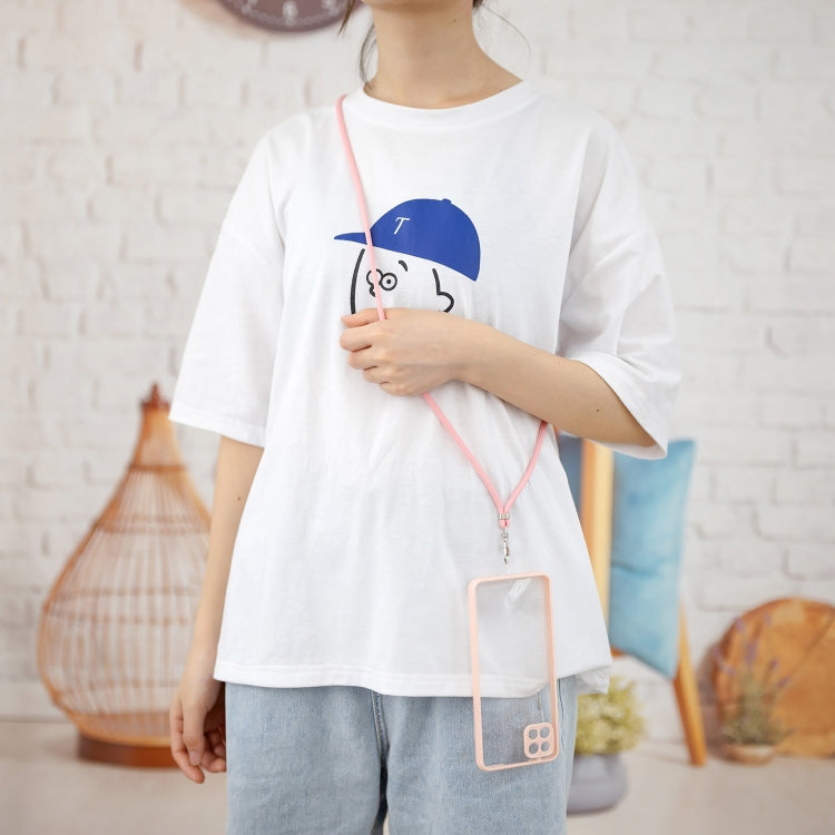 For OPPO A15 / A15S Transparent PC+TPU Phone Case with Contrast Color Button & Neck Lanyard