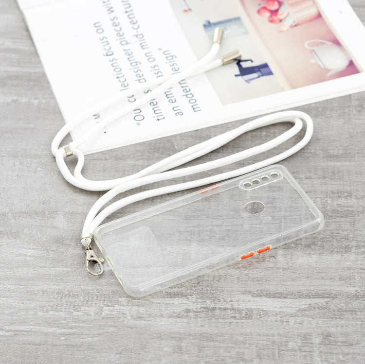 For OPPO A8 / A31 2020 Transparent PC+TPU Phone Case with Contrast Color Button & Neck Lanyard