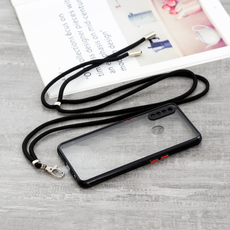 For OPPO A8 / A31 2020 Transparent PC+TPU Phone Case with Contrast Color Button & Neck Lanyard