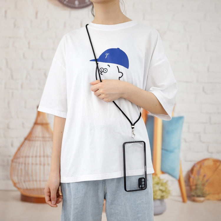 For OPPO A8 / A31 2020 Transparent PC+TPU Phone Case with Contrast Color Button & Neck Lanyard