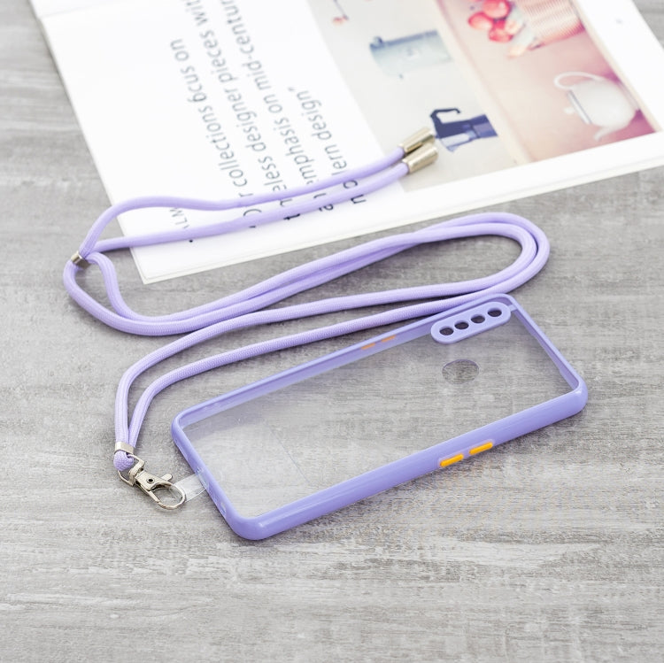 For OPPO A8 / A31 2020 Transparent PC+TPU Phone Case with Contrast Color Button & Neck Lanyard