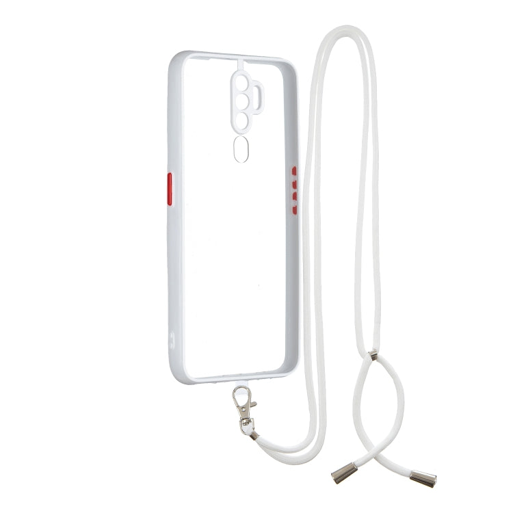 For OPPO A5 2020/A9 2020 Transparent PC+TPU Phone Case with Contrast Color Button & Neck Lanyard