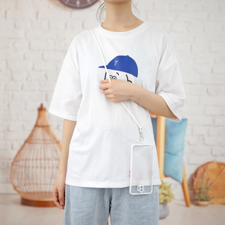 For OPPO A5 2020/A9 2020 Transparent PC+TPU Phone Case with Contrast Color Button & Neck Lanyard