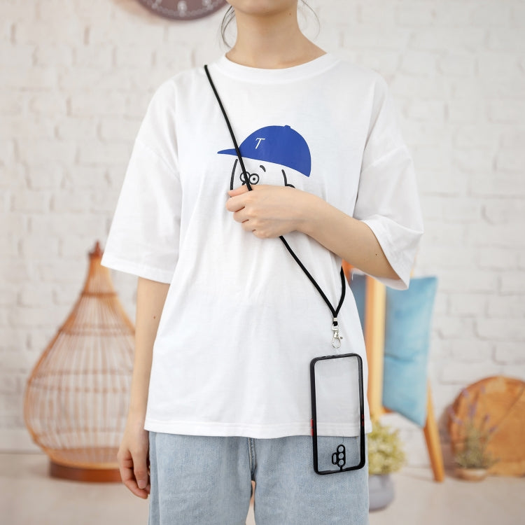 For OPPO A5 2020/A9 2020 Transparent PC+TPU Phone Case with Contrast Color Button & Neck Lanyard