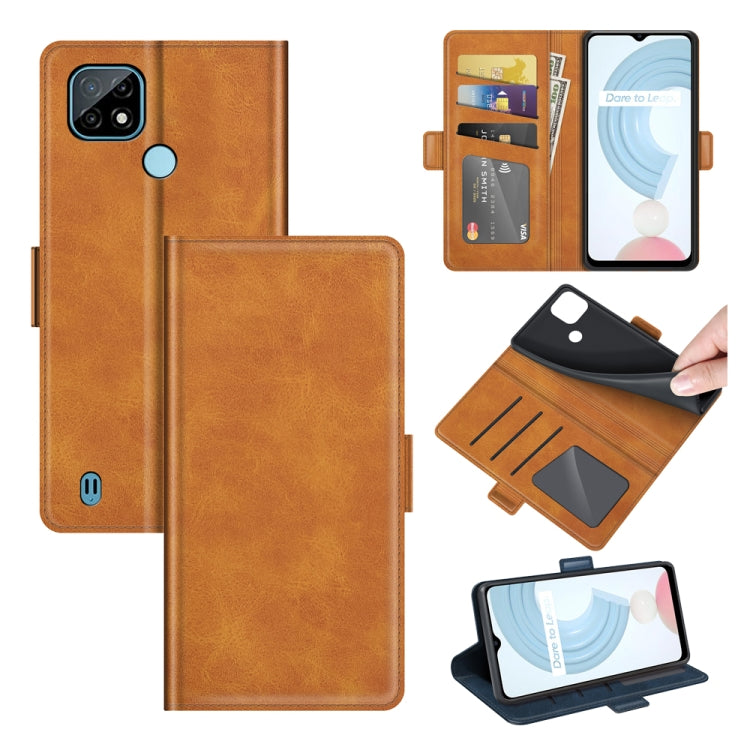 For OPPO Realme C21 Dual-side Magnetic Buckle Horizontal Flip Leather Case with Holder & Card Slots & Wallet