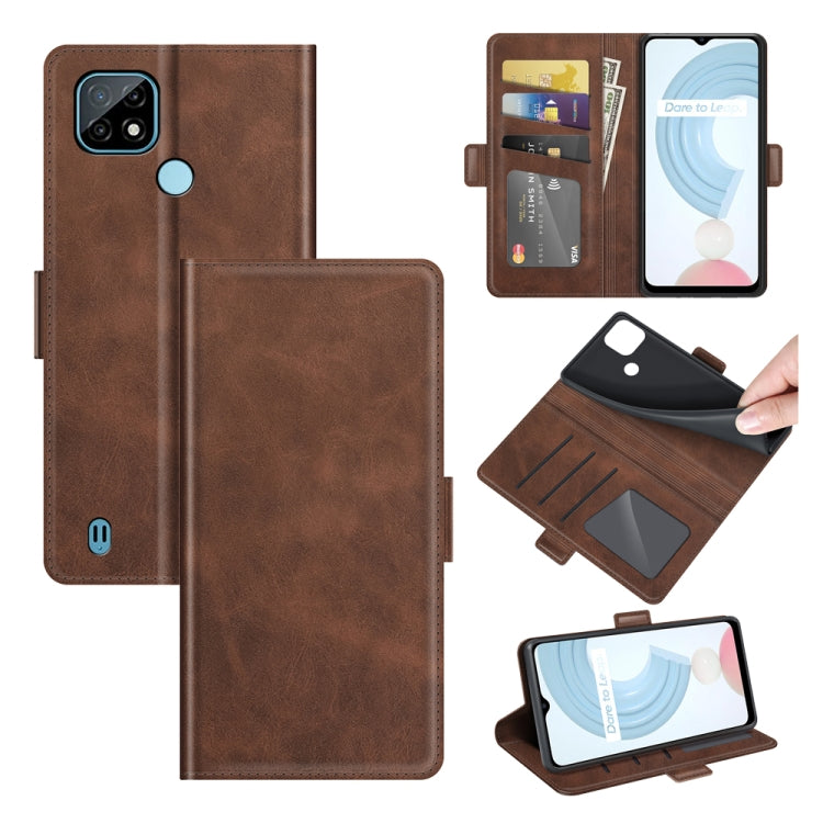 For OPPO Realme C21 Dual-side Magnetic Buckle Horizontal Flip Leather Case with Holder & Card Slots & Wallet