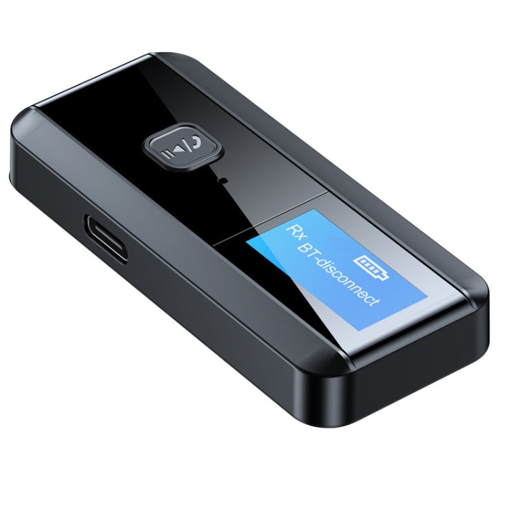 C29 2 in 1 USB Bluetooth 5.0 Audio Receiver Transmitter with LCD Display(Black)