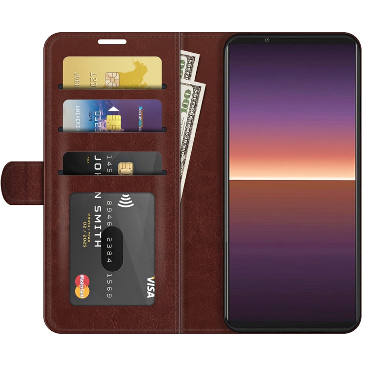 For Sony Xperia 1 III R64 Texture Single Horizontal Flip Protective Case with Holder & Card Slots & Wallet& Photo Frame