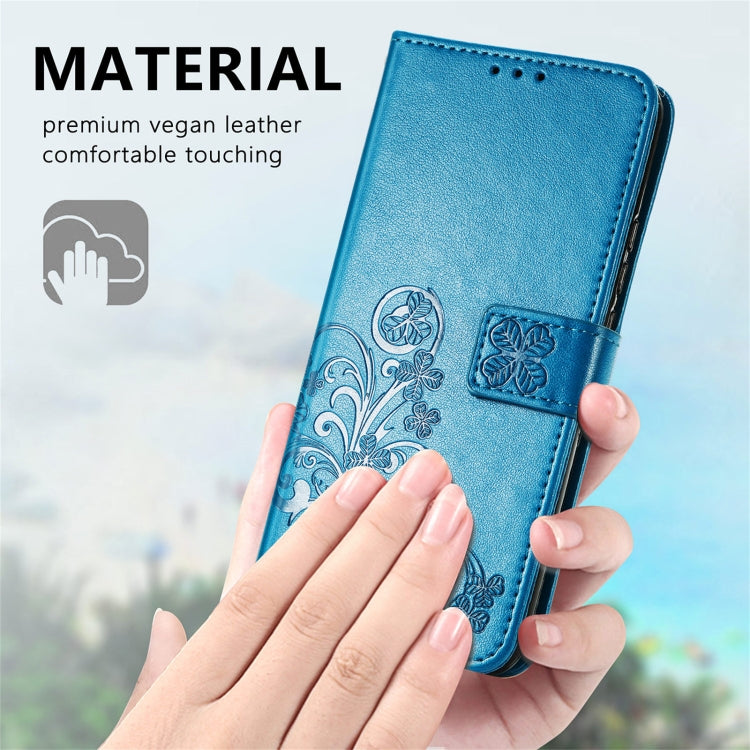 For Xiaomi Redmi K40 / K40 Pro Four-leaf Clasp Embossed Buckle Mobile Phone Protection Leather Case with Lanyard & Card Slot & Wallet & Bracket Function
