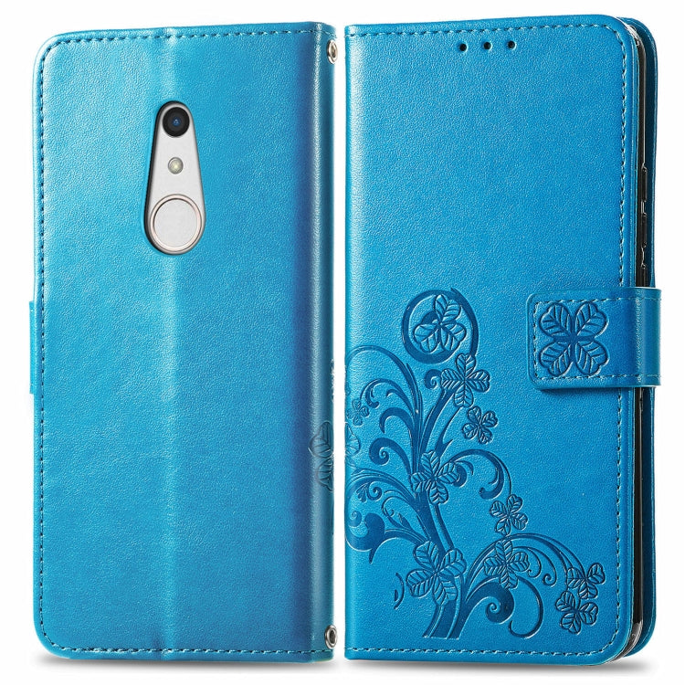 For FUJITSU F-41B Four-leaf Clasp Embossed Buckle Mobile Phone Protection Leather Case with Lanyard & Card Slot & Wallet & Bracket Function