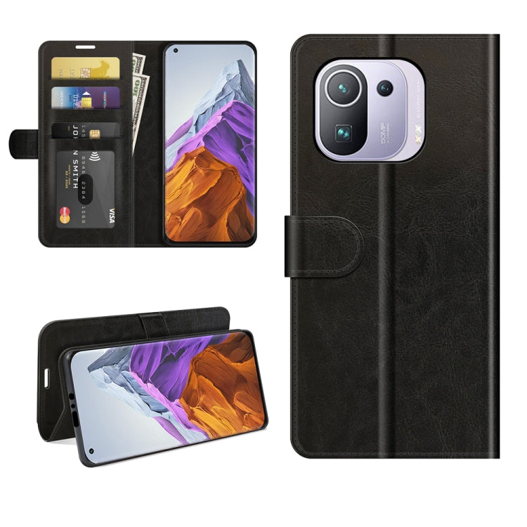 For Xiaomi Mi 11 Pro 5G / 4G R64 Texture Single Horizontal Flip Protective Case with Holder & Card Slots & Wallet& Photo Frame