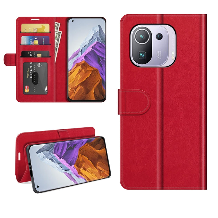 For Xiaomi Mi 11 Pro 5G / 4G R64 Texture Single Horizontal Flip Protective Case with Holder & Card Slots & Wallet& Photo Frame