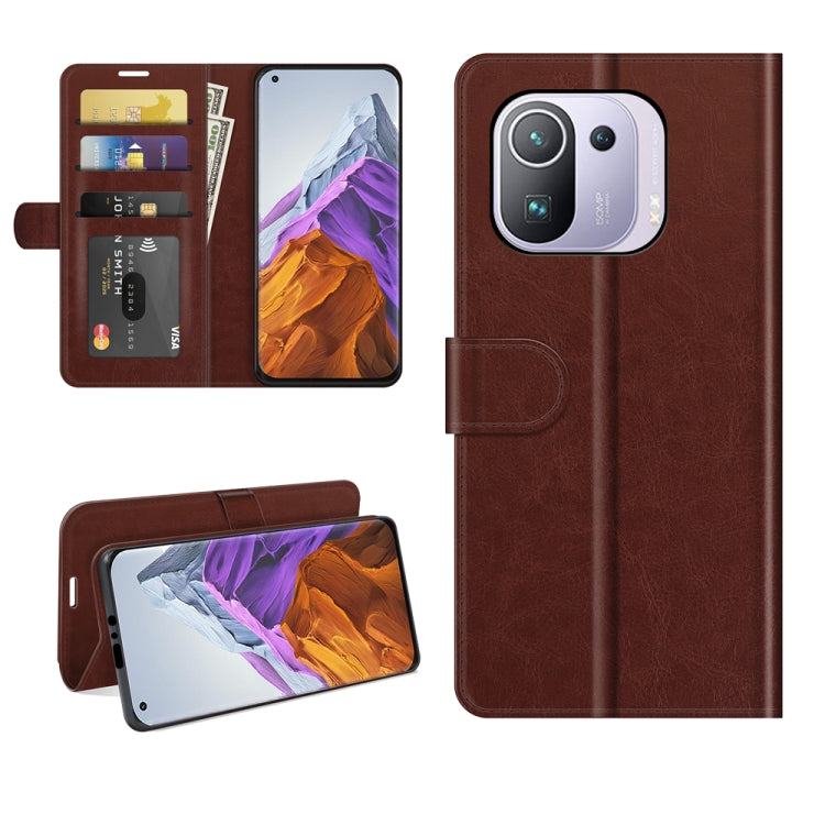For Xiaomi Mi 11 Pro 5G / 4G R64 Texture Single Horizontal Flip Protective Case with Holder & Card Slots & Wallet& Photo Frame