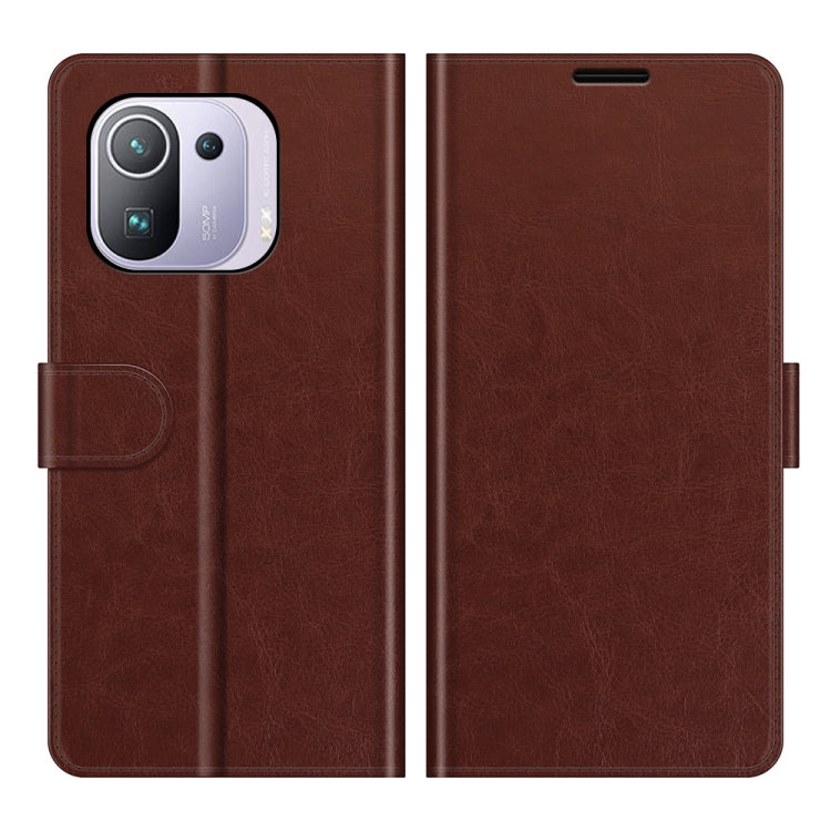 For Xiaomi Mi 11 Pro 5G / 4G R64 Texture Single Horizontal Flip Protective Case with Holder & Card Slots & Wallet& Photo Frame