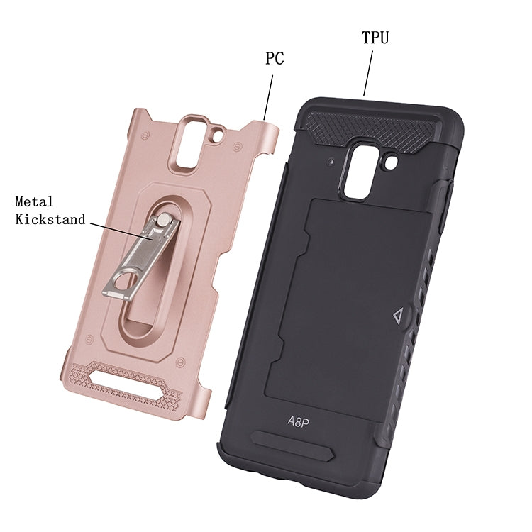 Shockproof PC + TPU Case for Galaxy A8+ 2018, with Holder