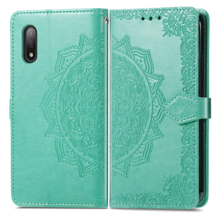 For Sony Xperia Ace II Mandala Flower Embossed Horizontal Flip Leather Case with Bracket / Card Slot / Wallet / Lanyard