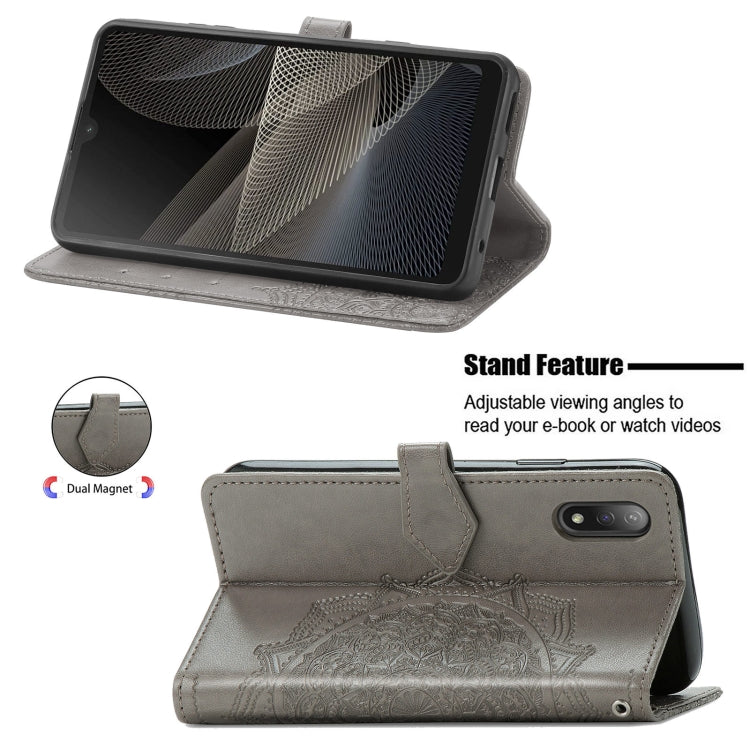 For Sony Xperia Ace II Mandala Flower Embossed Horizontal Flip Leather Case with Bracket / Card Slot / Wallet / Lanyard