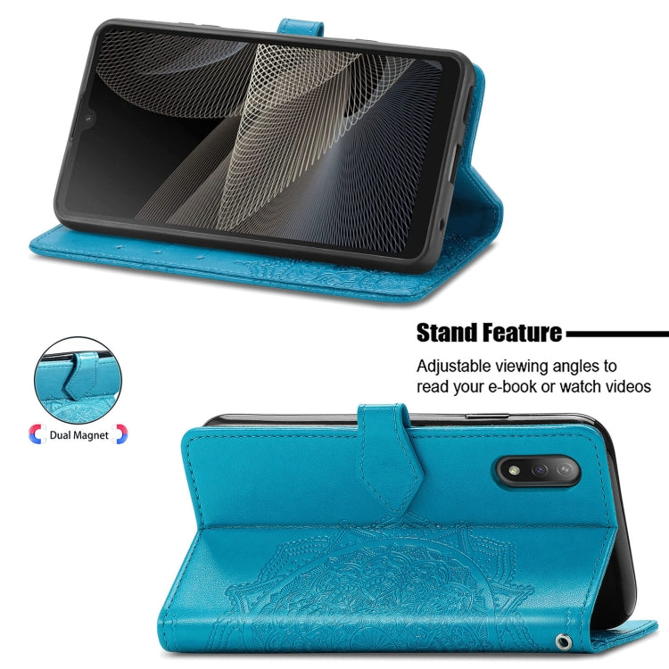 For Sony Xperia Ace II Mandala Flower Embossed Horizontal Flip Leather Case with Bracket / Card Slot / Wallet / Lanyard
